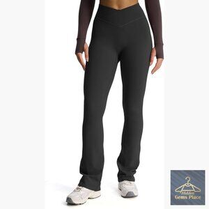 High Waisted Flare Leggings Tummy Control Yoga Pants 75% Nylon 25% Spandex